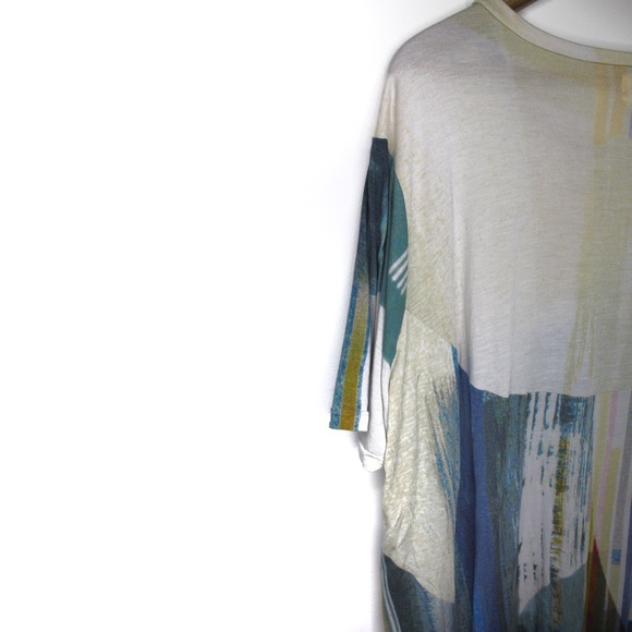 Biya by Johnny Was Multicolored Short Sleeve Long Oversized Boho Top Small - Picture 5 of 9